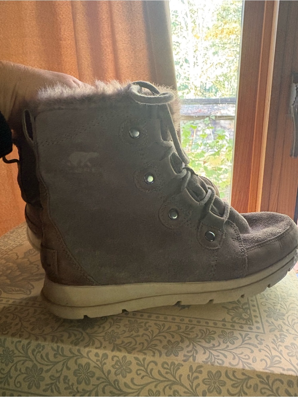 Sorel Women's Lace-Up Faux-Fur Suede Boot in Taupe